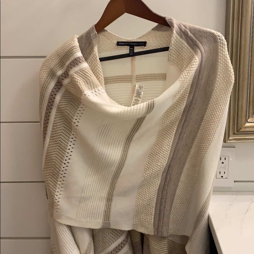 White House Black Market Cream and Tan Sweater